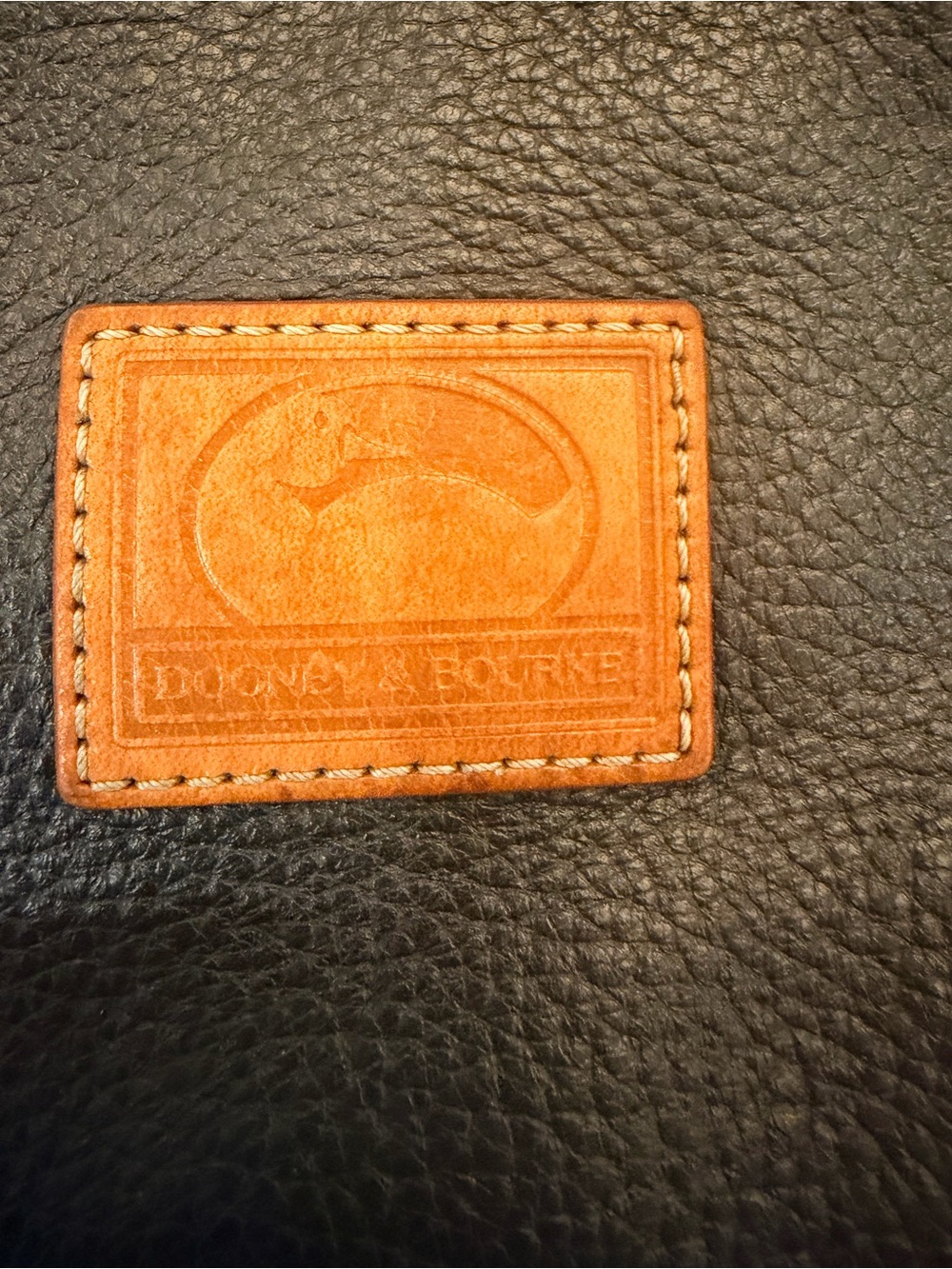 Dooney & Bourke Black Leather Shoulder Bag with Tan Trim - Picture 3 of 10